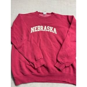 U.A.S. Nebraska Crewneck Sweatshirt Red Collegiate Graphic Pullover Mens XL
